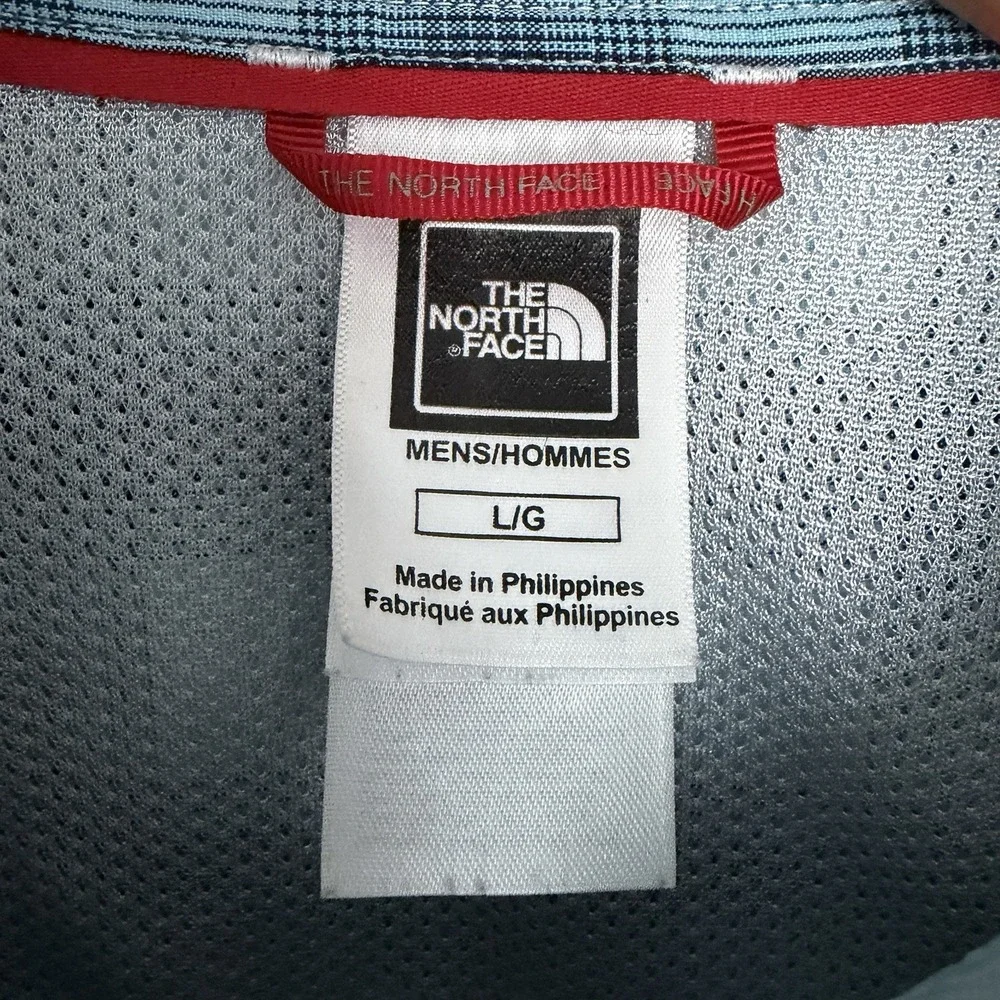 The North Face Tekware Mens Large Blue Plaid Short Sleeve Button Down Shirt
